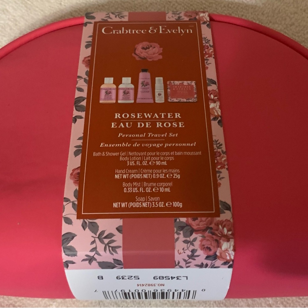 Crabtree & Evelyn Rosewater Personal Travel Set - Rose Water NWT
